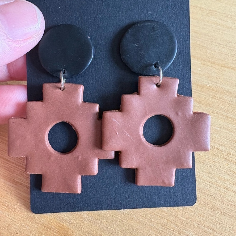 Brown and Black Geometric Earrings